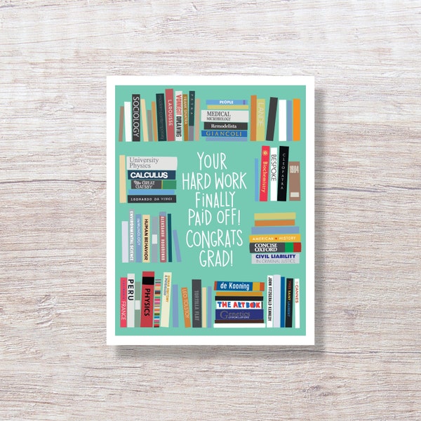 BOOKSHELF Graduation Card for him for her for son for daughter, for book lover - H215