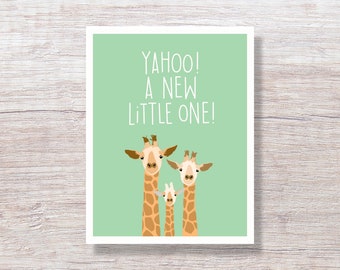 GIRAFFE New Little One - New Baby/Baby Shower, Gender Neutral Congratulations Card - D429