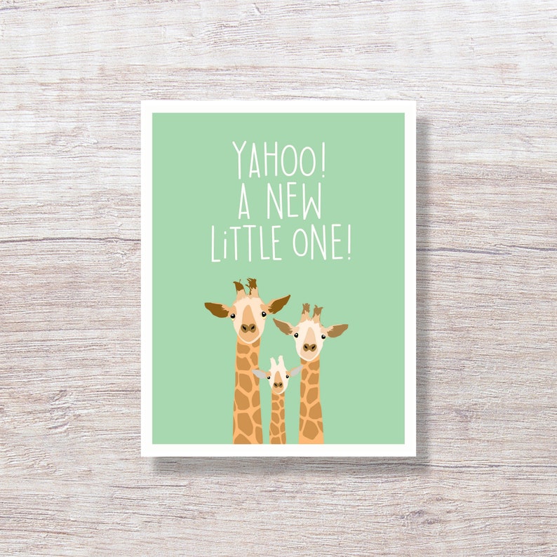 GIRAFFE New Little One New Baby/Baby Shower, Gender Neutral Congratulations Card D429 image 1