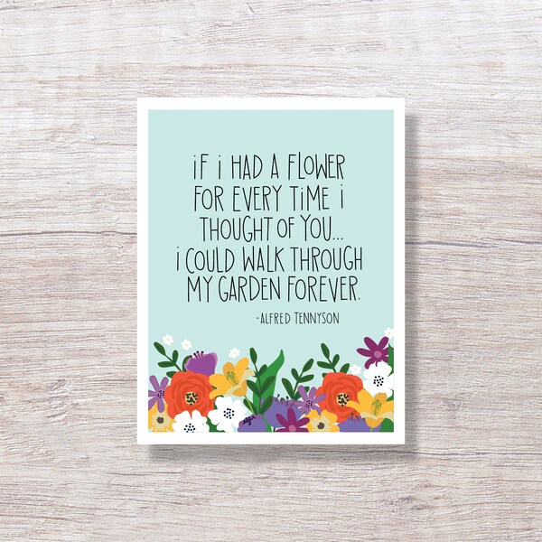 Alfred Tennyson Garden Quote Valentine's Day Card - H347