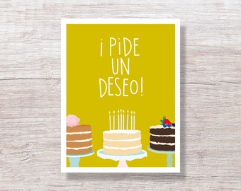 Spanish Language Birthday Cakes Birthday Card for Friend, Family - D445