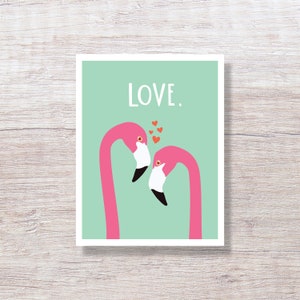 Anniversary Card, For him For her For husband For wife, FLAMINGO COUPLE - D309