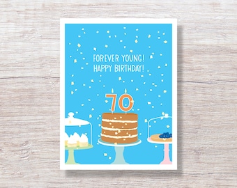 70th BIRTHDAY CARD, 70 Birthday, Seventy, Seventieth, for mom for dad for grandmom for granddad - N70