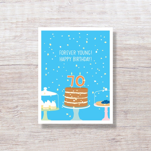 70th BIRTHDAY CARD, 70 Birthday, Seventy, Seventieth, for mom for dad for grandmom for granddad - N70