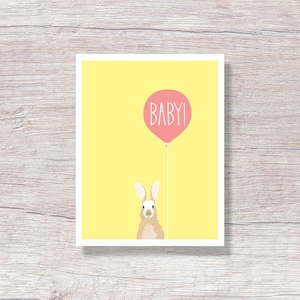 New Baby Card: Gender Neutral Bunny Illustration - D251