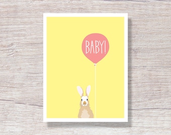 New Baby Card, Gender Neutral Baby Boy Baby Girl Congratulations, NEW BABY YAY! - D251