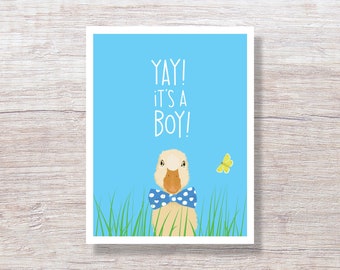 Baby Boy Duckling,  New Baby Card - D476