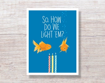 Funny Birthday Cards for him for her handmade, GOLDFISH - D158