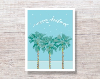 Warm Weather Christmas Palm Trees - Single Card or Boxed Set Christmas Cards - H337