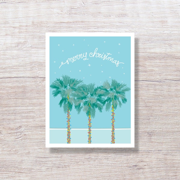 Warm Weather Christmas Palm Trees - Single Card or Boxed Set Christmas Cards - H337