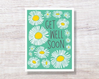 Daisy Get Well Soon Card, Feel Better Card for Illness, Covid Recovery - D421