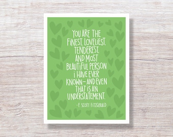 F. Scott Fitzgerald quote, Love Card, Anniversary Card For Wife For Husband, For Girlfriend, For Boyfriend - D428