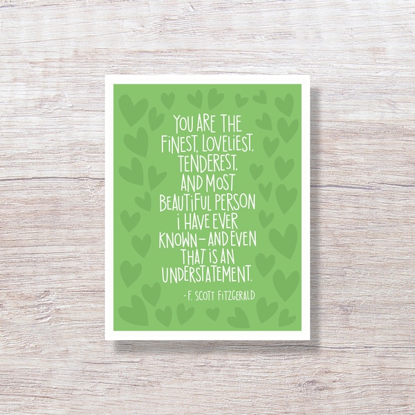 F. Scott Fitzgerald quote, Love Card, Anniversary Card For Wife For Husband, For Girlfriend, For Boyfriend - D428