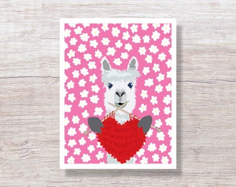 Knitting Alpaca, Love/Anniversary Card - D458