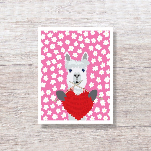 Knitting Alpaca, Love/Anniversary Card - D458