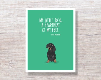 Edith Wharton Little Dog Heartbeat Quote Friendship Card - D302