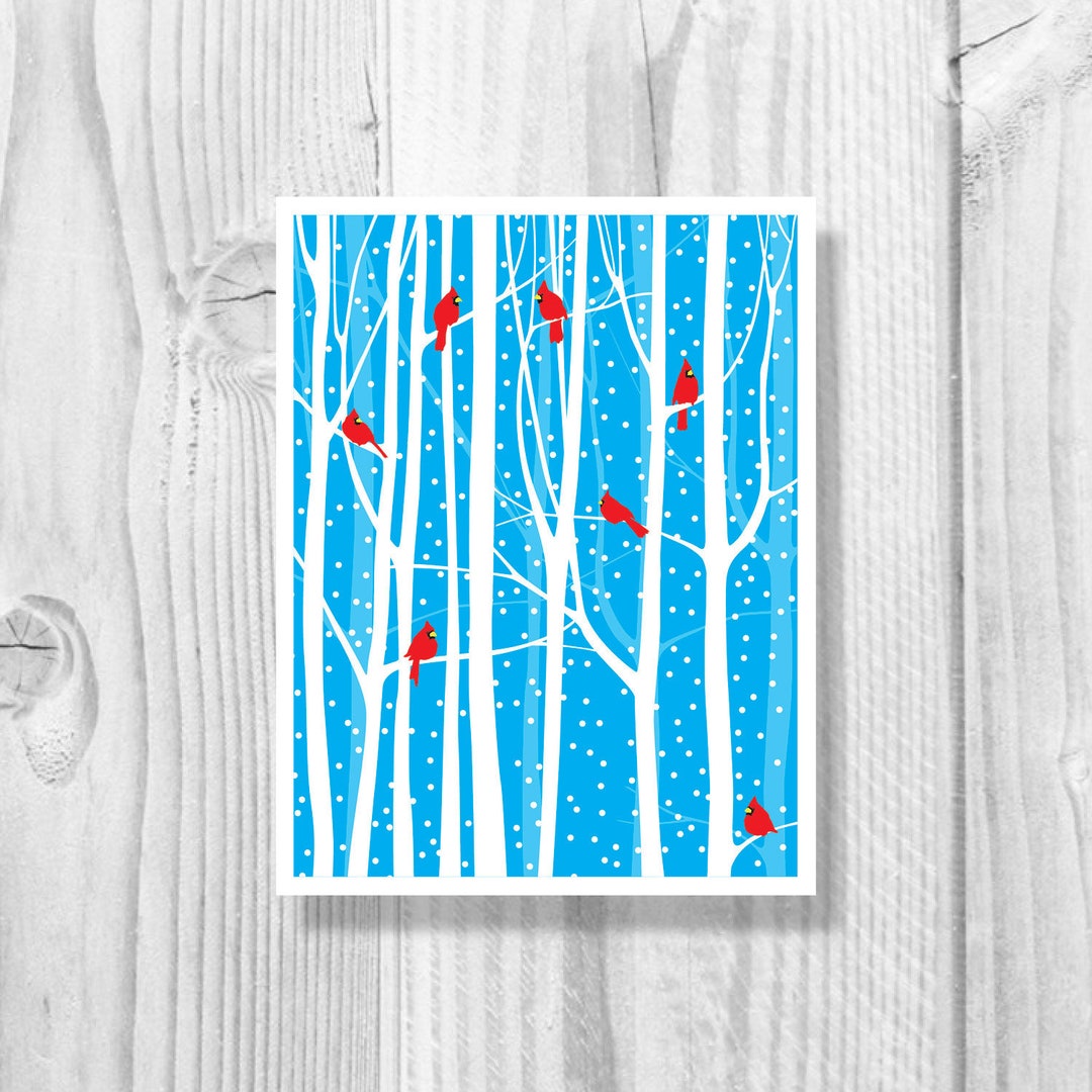 Red cardinal christmas cards single card or boxed set holiday cards