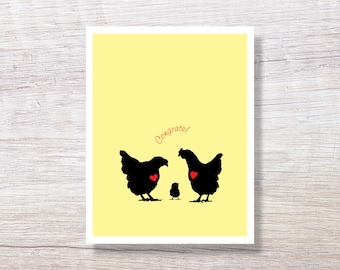 New Baby Greeting Card, New Baby Congratulations Card, Gender Neutral CHICKADEE - C125X