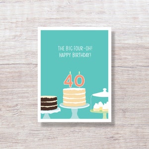 40th BIRTHDAY CARD, Funny 40 Birthday, Forty, Fortieth - N40