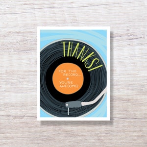 VINYL RECORD Thank You - Single Card or Boxed Set, Funny Retro Boxed Cards, Hand Drawn Note Cards - D238