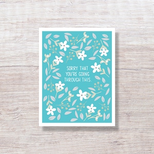 Cancer Support Card, Empathy Card, Friendship Support Card - FLORAL PERIWINKLE D329