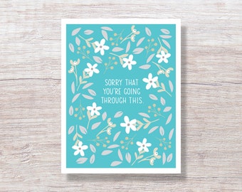 Cancer Support Card, Empathy Card, Friendship Support Card - FLORAL PERIWINKLE D329