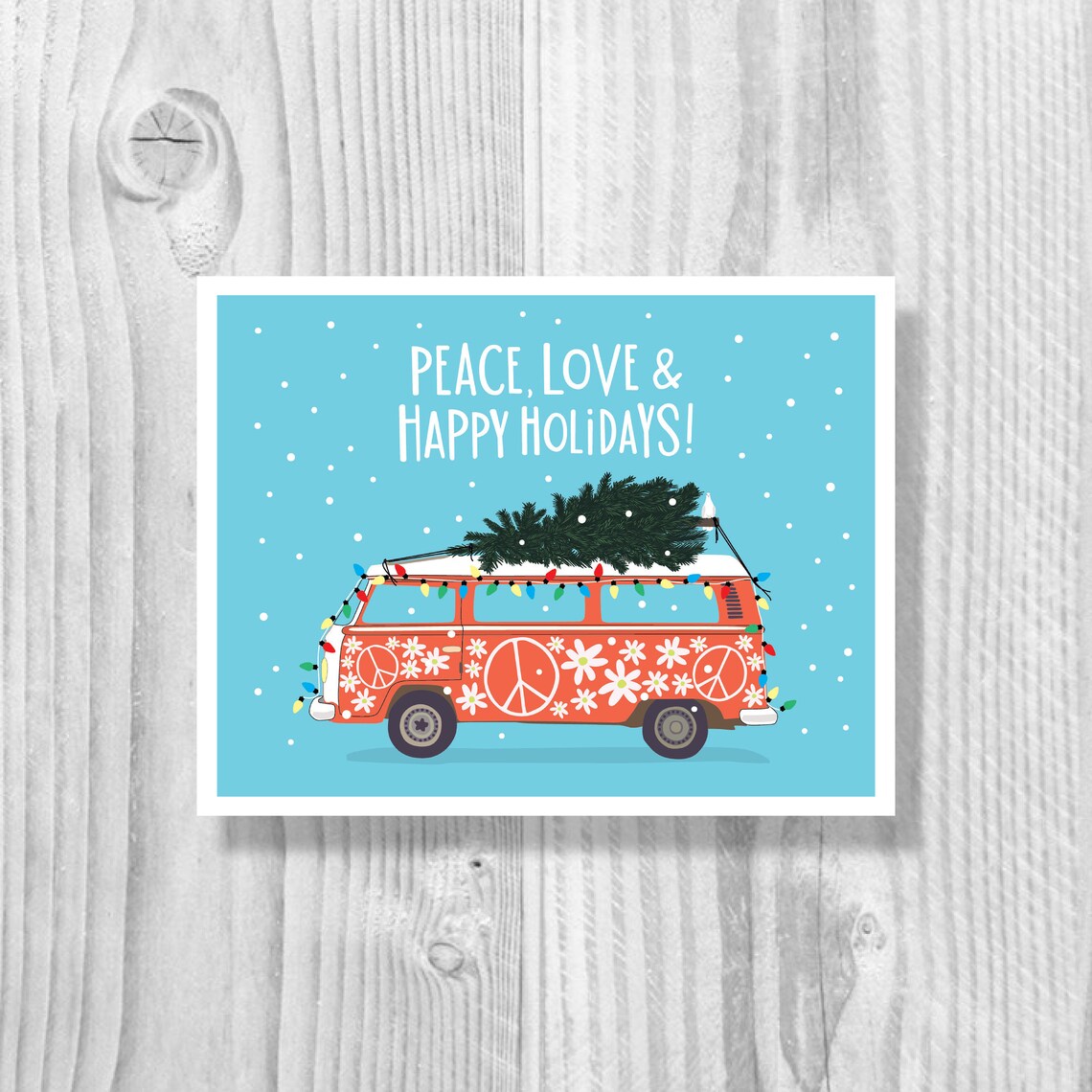 Peace Love Volkswagen Bus Christmas Cards Single Card VW Etsy