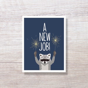 Raccoon with Sparklers, New Job Congratulations Card, New Promotion Congratulations Card - D405