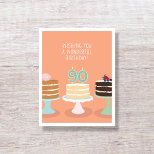 90th BIRTHDAY CARD, 90 Birthday, Ninety, Ninetieth, for mom for dad for grandmom for granddad - N90