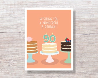 90th BIRTHDAY CARD, 90 Birthday, Ninety, Ninetieth, for mom for dad for grandmom for granddad - N90