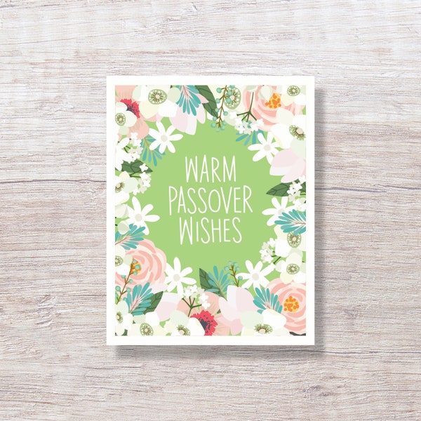 Warm Passover Wishes, hand illustrated Passover Card - H253