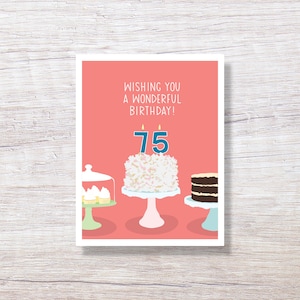 75th BIRTHDAY CARD, 75 Birthday, Seventy Five, Seventy Fifth, for mom for dad for grandmom for granddad - N75