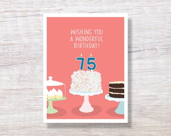 75th BIRTHDAY CARD, 75 Birthday, Seventy Five, Seventy Fifth, for mom for dad for grandmom for granddad - N75