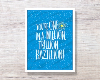 MILLION BAZILLION Thank You - Single Card or Boxed Set, Funny Boxed Cards, Hand Drawn Note Cards - D243