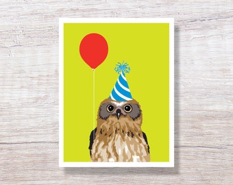 OWL Greeted Birthday Card, Funny Greeting Card - A146