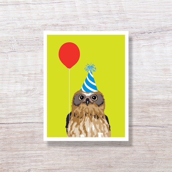 OWL Greeted Birthday Card, Funny Greeting Card - A146