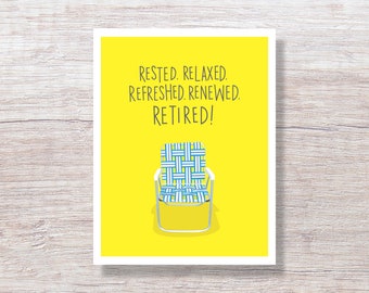 Retirement Congratulations Card, Funny Happy Retirement LAWN CHAIR - D209