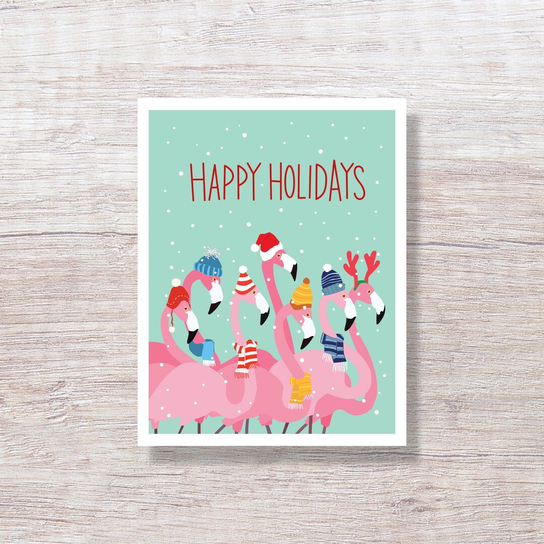 Pink Flamingo Christmas Cards 