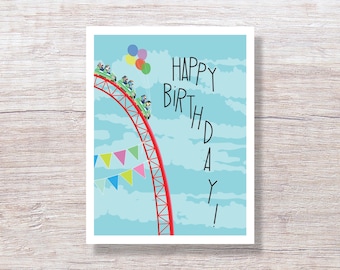 Birthday Roller Coaster, Modern Birthday Card - D521