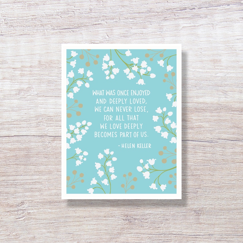 HELEN KELLER QUOTE Sympathy Card, Condolence Card, Support Card D326 image 1