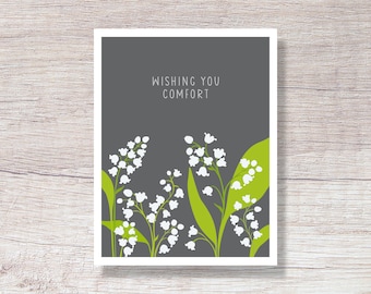 Sympathy Card, Condolence Card, Thinking of You Card LILY OF VALLEY - D325