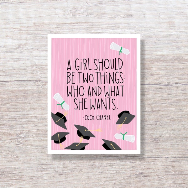 Coco Chanel Quote, Graduation Card - H377