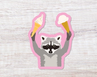 Raccoon with Ice Cream, Vinyl Sticker - ST172