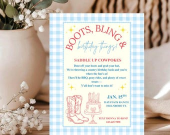Plaid country girl birthday invitation