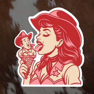 Retro Western Kiss-Cut Vinyl Sticker, Cowboy Style Stickers
