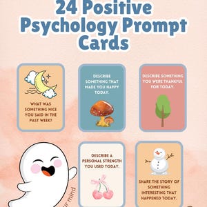 24 promptkaarten voor positieve psychologie: zachte reflectievragen voor kinderen, tieners en volwassenen
