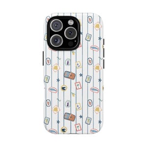 Trendy Coastal Sardine Pattern, Nautical iPhone Case, Beach Phone Cover, Ocean Theme Tough Case, Coastal Fish Design