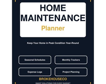 Home Maintenance Planner PDF Digital Download House Repair Tracker Seasonal Checklist Homeowner Organizer Property Management Log