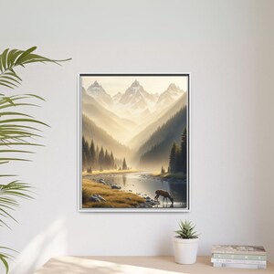 Serene Mountain Forest Landscape Canvas Art Print Nature Wall Decor Framed Nature Animals Canvas Ready To Hang Up