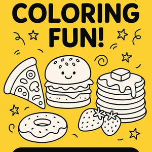 Printable Food Coloring Pages | 10 Fun Food Designs for Kids | Instant Download PDF | PlayColorPrints